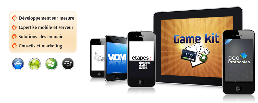 Développement sur mesure - Expertise mobile et serveur - Solutions clés en main - Conseil en marketing mobile | Applications iPhone iPad disponible sur l'AppStore